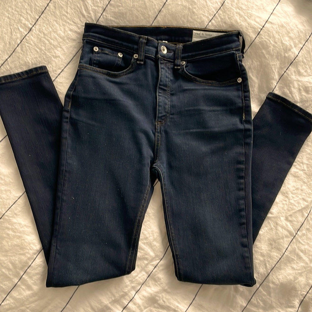 rag & bone denim high high rise dark jean.